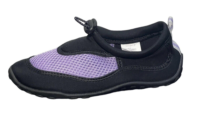 West Loop Kids Girl's Water Shoes Beach Aqua Non Slip Shoes Purple Black M 2/3
