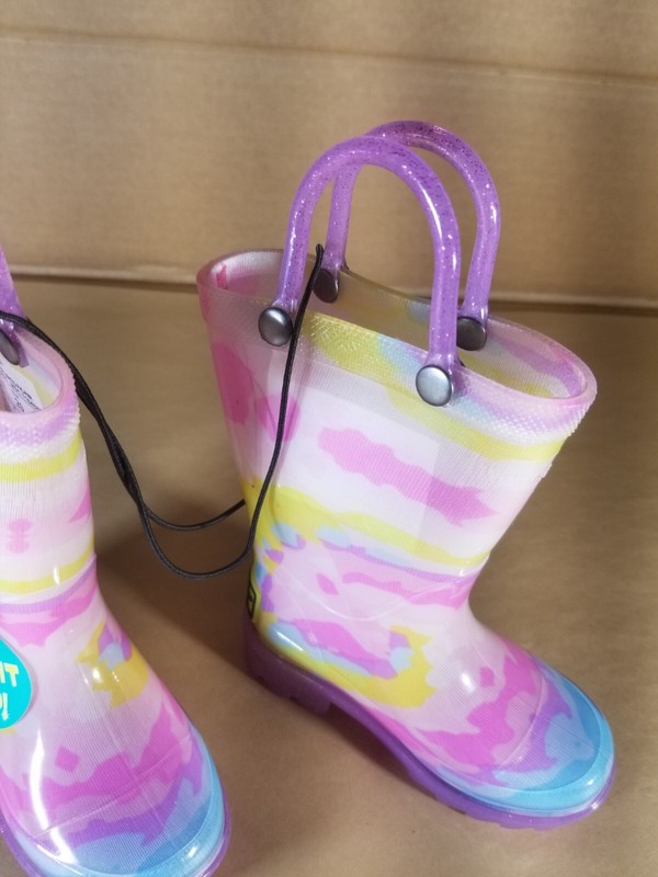 Western Chief Tie Dye Glitter Lighted Toddler's Rain Boots Size 7 NWT $24.99