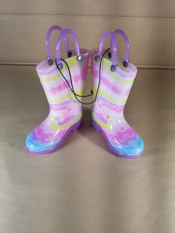 Western Chief Tie Dye Glitter Lighted Toddler's Rain Boots Size 7 NWT $24.99