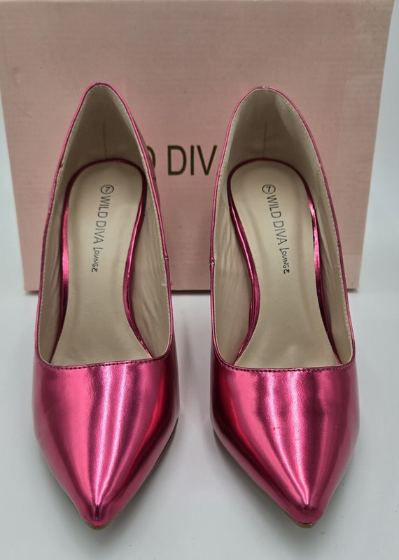 Wild Diva Lovisa-01 Fuchsia Pump Shiny Pink High Heel Shoes