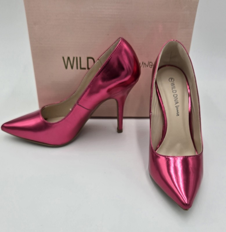 Wild Diva Lovisa-01 Fuchsia Pump Shiny Pink High Heel Shoes