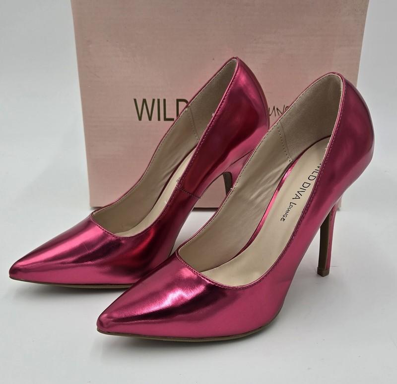 Wild Diva Lovisa-01 Fuchsia Pump Shiny Pink High Heel Shoes