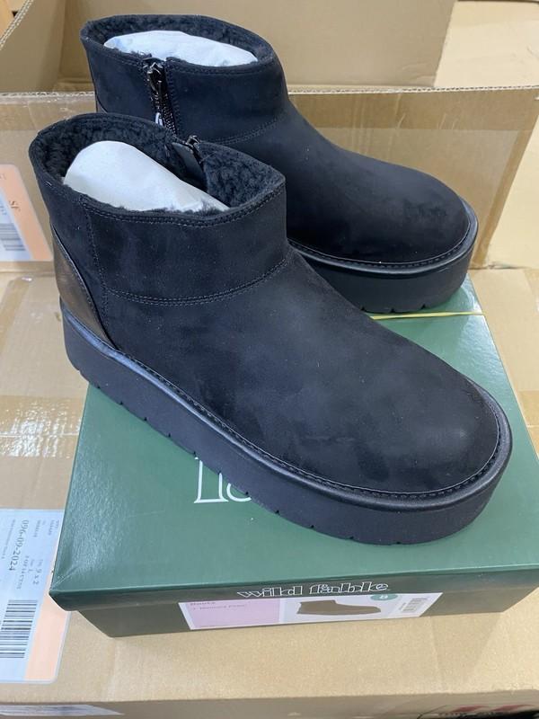 Wild Fable Black Suede Boots Womens 8 Missy Platform Pull On Faux Fur