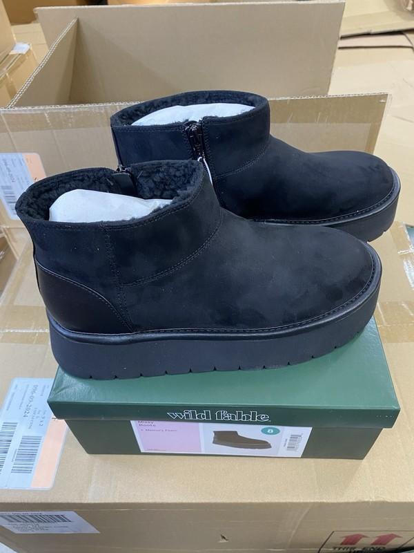 Wild Fable Black Suede Boots Womens 8 Missy Platform Pull On Faux Fur