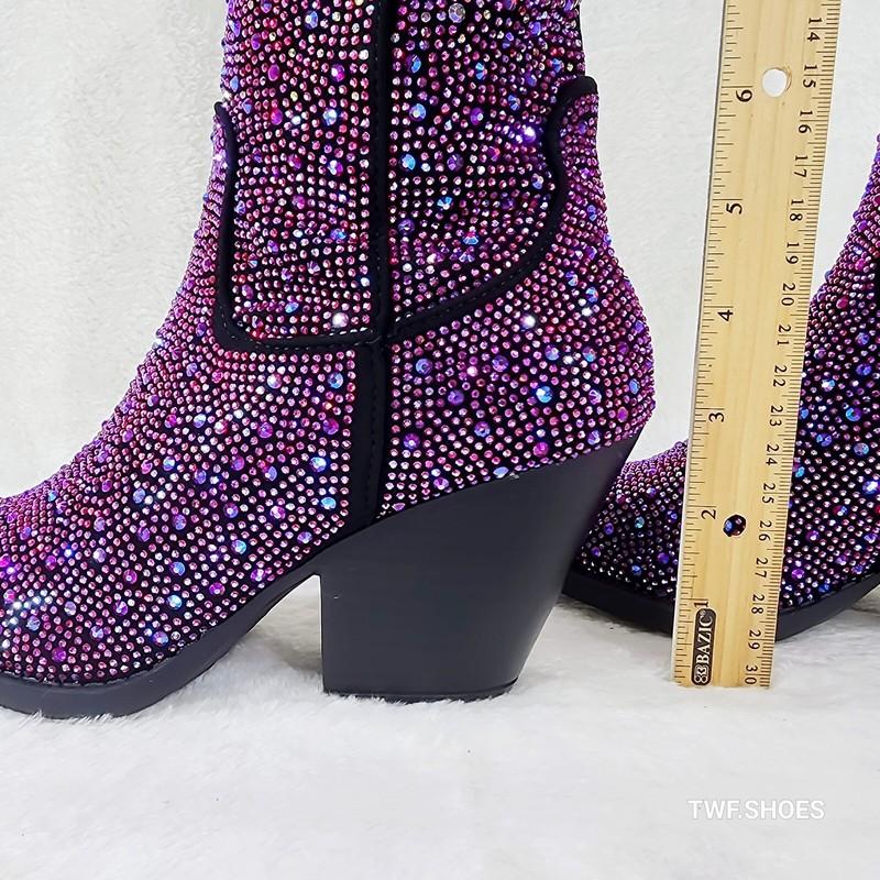 Wild Ones Glamour Cowboy Purple Multi Ombre Rhinestone Cowgirl Boots