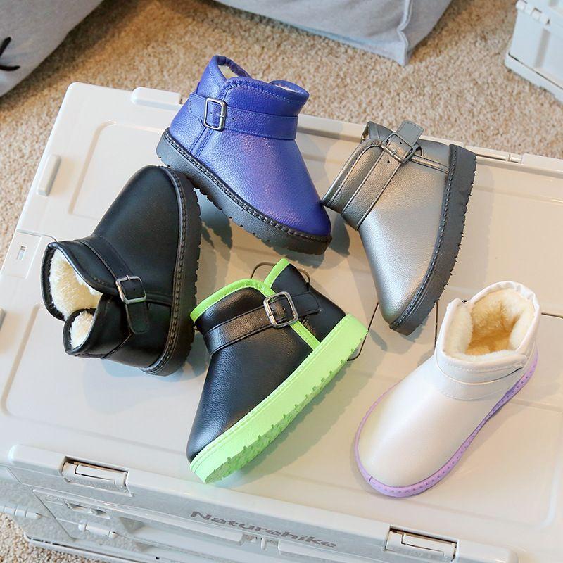 Winter Kids Girls Boys Chelsea Ankle Boots Waterproof Fur Lined Shoes US Size