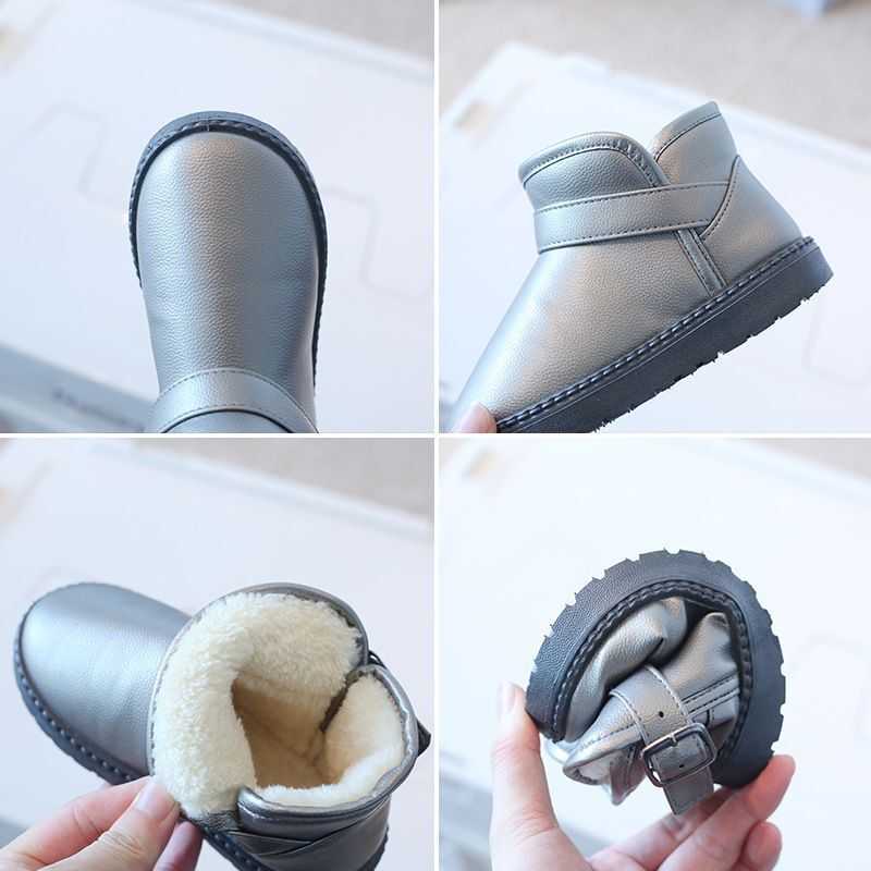 Winter Kids Girls Boys Chelsea Ankle Boots Waterproof Fur Lined Shoes US Size