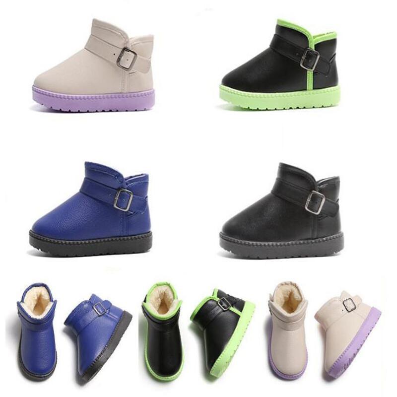 Winter Kids Girls Boys Chelsea Ankle Boots Waterproof Fur lined Shoes US Size