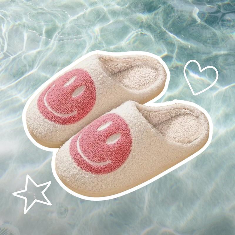 Winter Slippers Cozy Comfy Fall Winter _Pink Smile