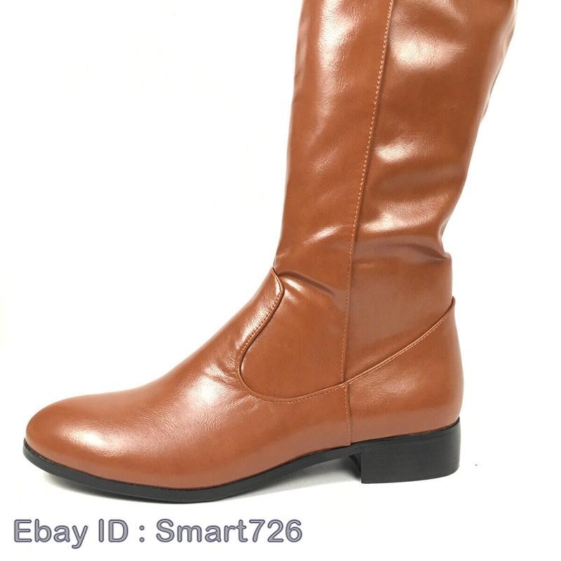 Winter Women's Boots Zip Round Toe Over The Knee High Thigh Boot Flat Shoes