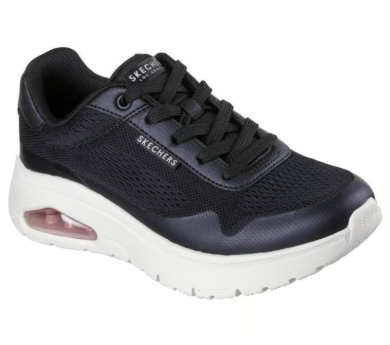 Woman Skechers UNO Flex - Spring On Air Sneaker 177794 Black/White Brand New