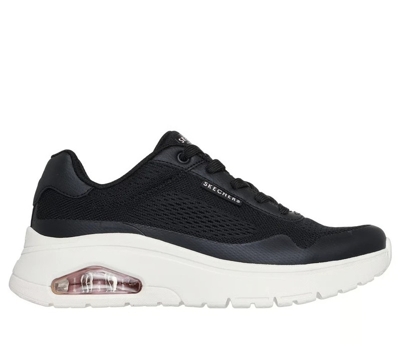 Woman Skechers UNO Flex - Spring On Air Sneaker 177794 Black/White Brand New