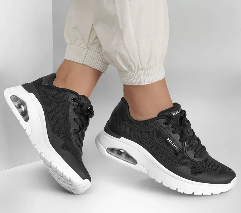 Woman Skechers UNO Flex - Spring On Air Sneaker 177794 Black/White Brand New