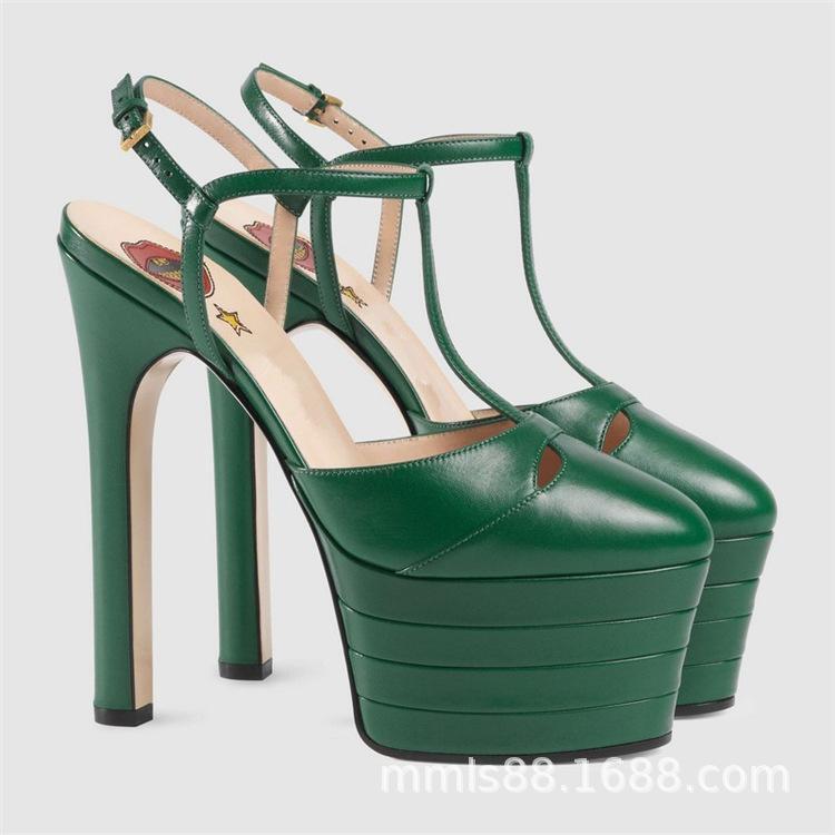 Women Elegant Platform T-strap High Heel Stiletto Rivets Pumps Sandals Nightclub