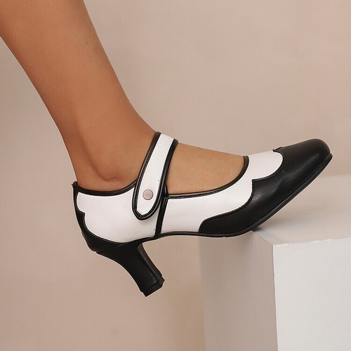 Women Ladies Shoes Block Heel Mary Jane Court Office Work Formal Pumps Us 4-13