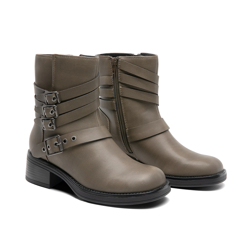 Women Low Block Heel Square Toe Side Zipper Ankle Boots Booties