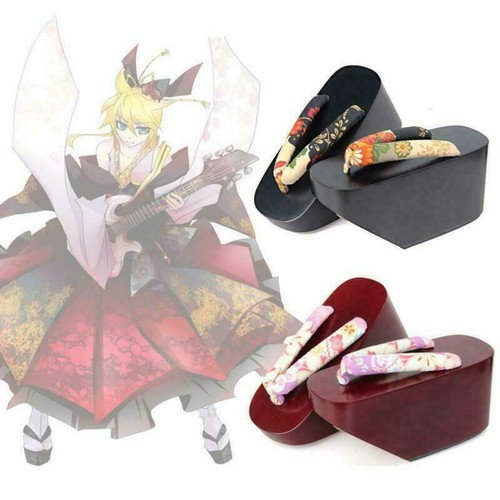 Women Maiko Geisha Kagamine Len Japanese Okobo Geta Clog Kimono Cosplay Shoes TQ