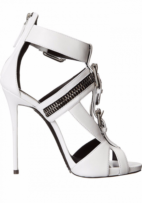 Women Peep Toe Stiletto Sandals High Heel Metal Buckle Zipper Punk Style Boots