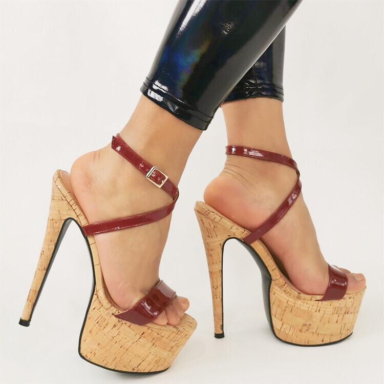 Women Platform Open Toe SUPER High Heels Pump Cross Straps Party Ladies Sandals