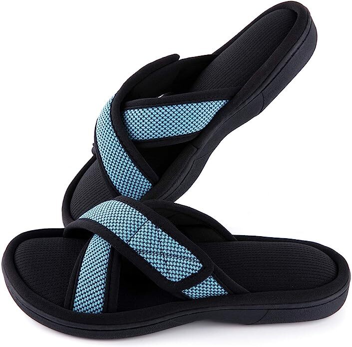 Women's Adjustable Sandal Slipper Memory Foam Summer Cross Strap House Slides