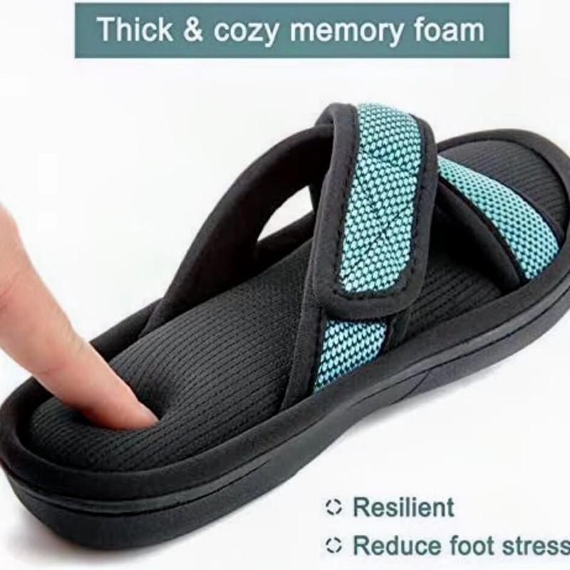 Women's Adjustable Sandal Slipper Memory Foam Summer Cross Strap House Slides