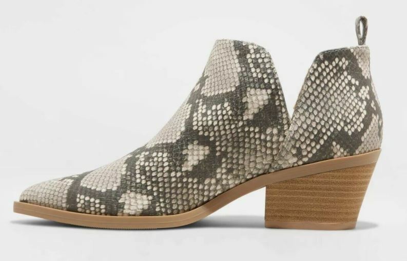 Women's Cari Snake Print Cut Out Ankle Bootie Gray- Universal Thread - CHOOSE SZ