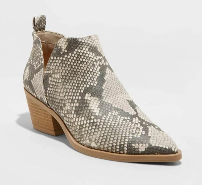 Women's Cari Snake Print Cut Out Ankle Bootie Gray- Universal Thread - CHOOSE SZ