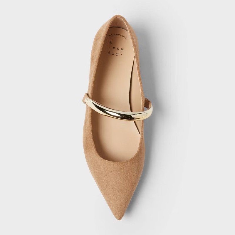 Women’s Cassidee Metal Mary Jane Flats With Memory Foam Insole – A