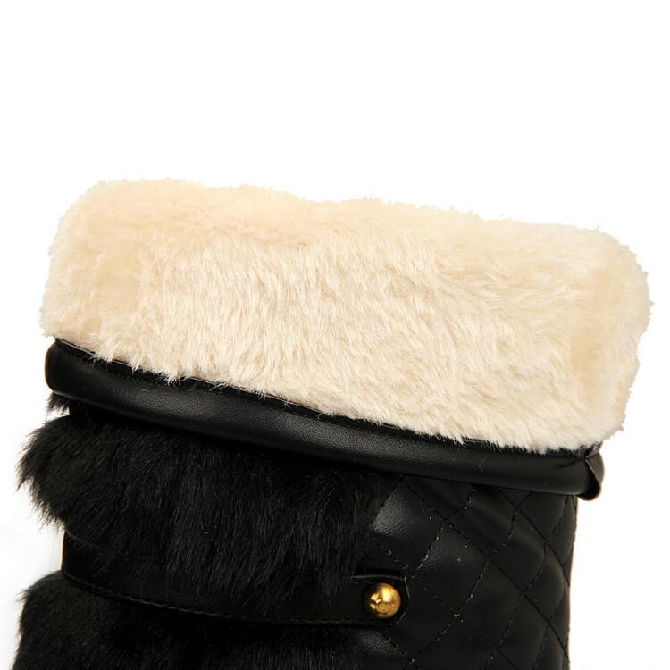 Women's Casual Buckle Fur Warm Snow Boots Fur Outdoor Hidden Heel Shoes Winter