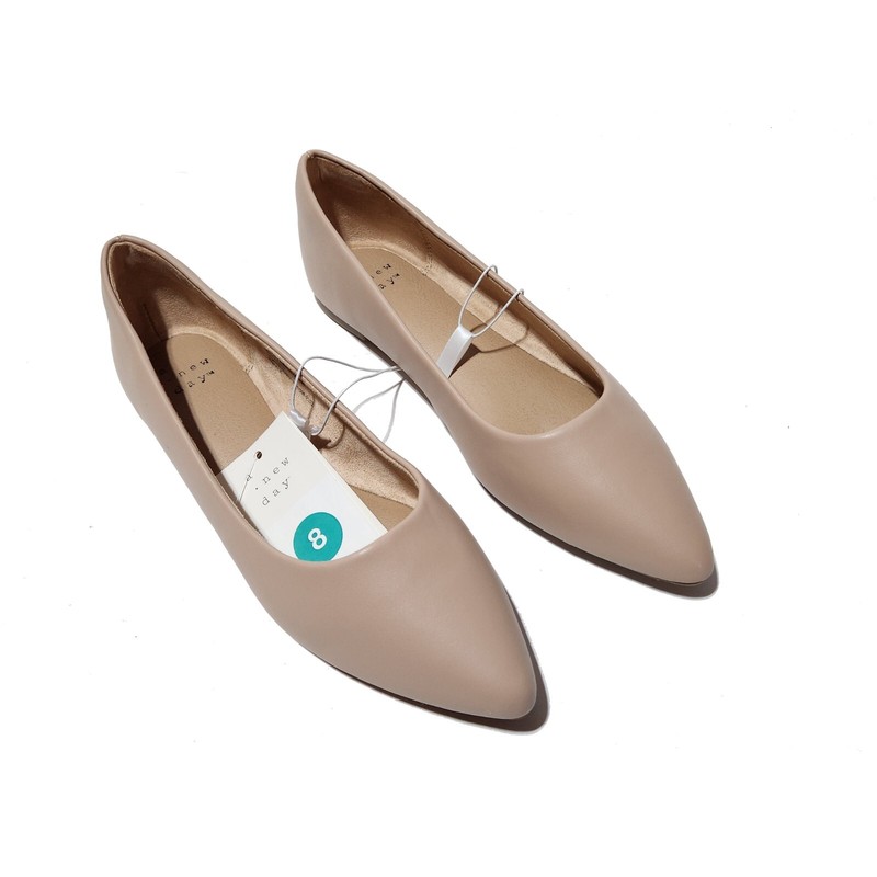 Women's Corinna Ballet Flats Tan Size 8 Slip-On Shoes Memory Foam Padded Sole