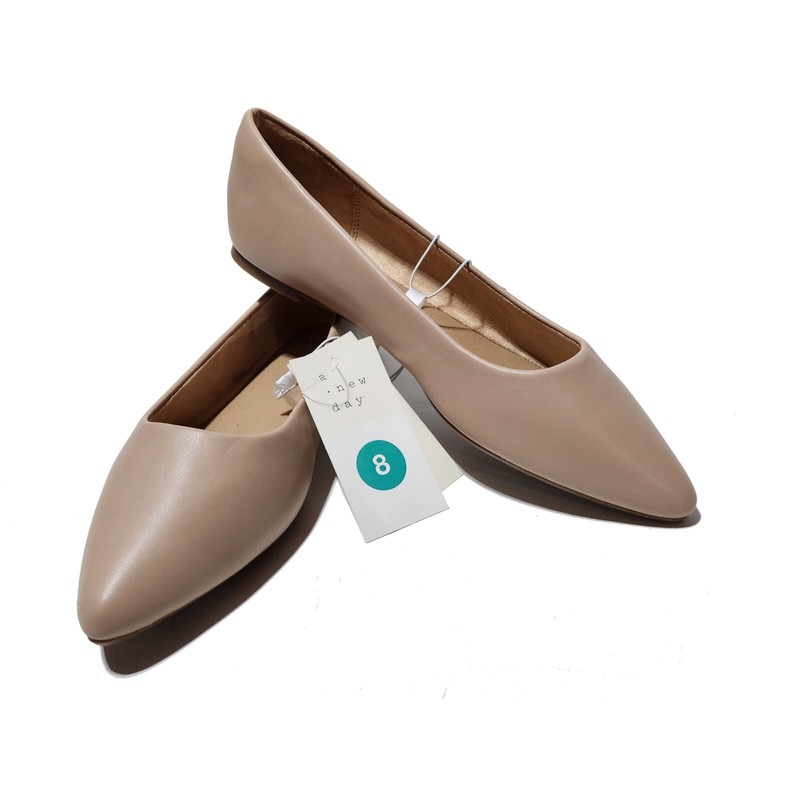 Women's Corinna Ballet Flats Tan Size 8 Slip-On Shoes Memory Foam Padded Sole