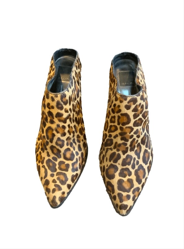 Women's Dolce Vita Leopard Print Calf Hair Mules Sz 9 Beige Brown Western Cowboy