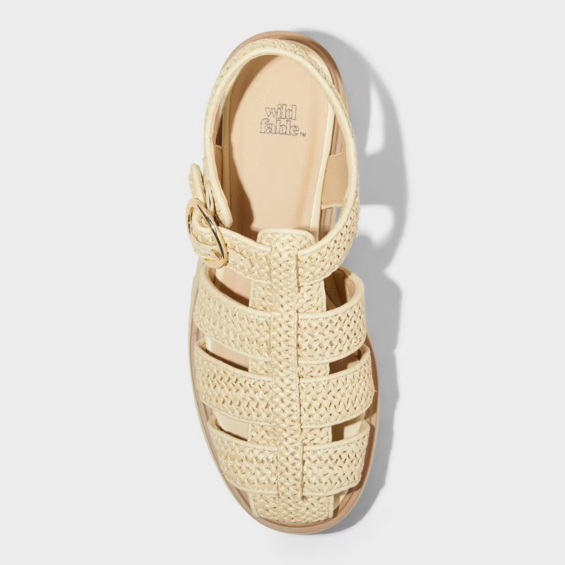 Women's Elide Raffia Fisherman Platform Heels With Memory Foam Insole - Wild