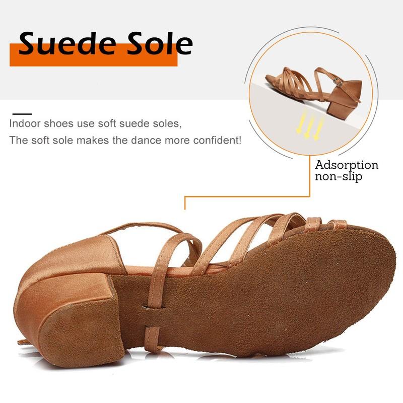 Women's Latin Dance Shoes Big Children Girls Ballroom Salsa Tango 3.5CM Heeled