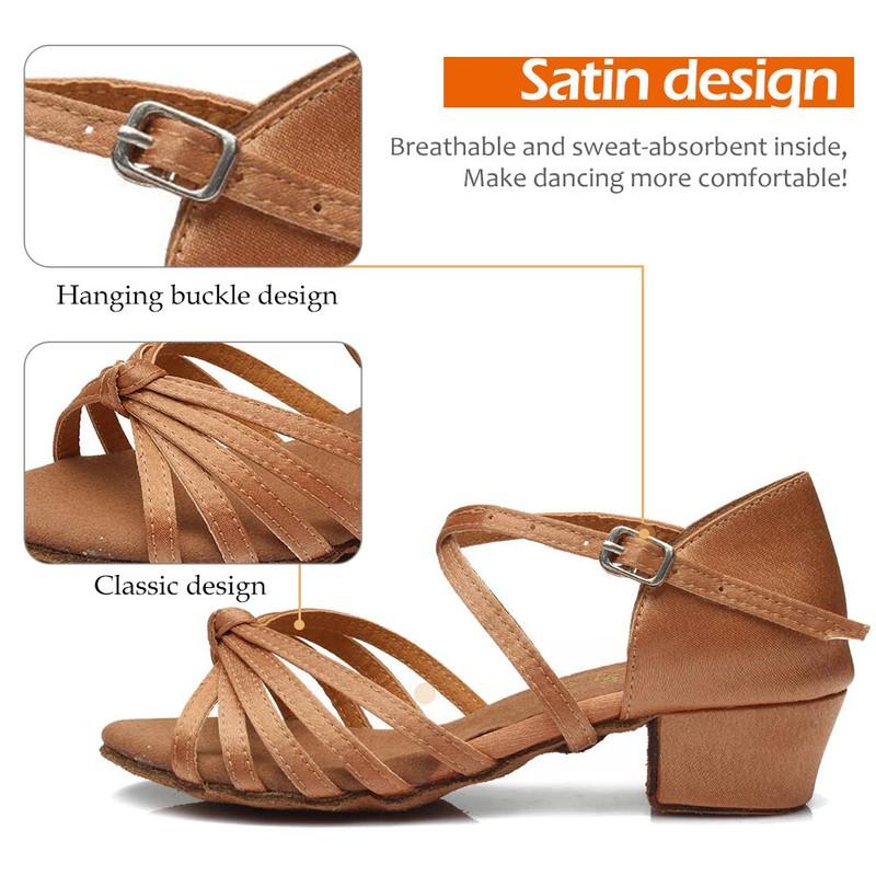 Women's Latin Dance Shoes Big Children Girls Ballroom Salsa Tango 3.5CM Heeled