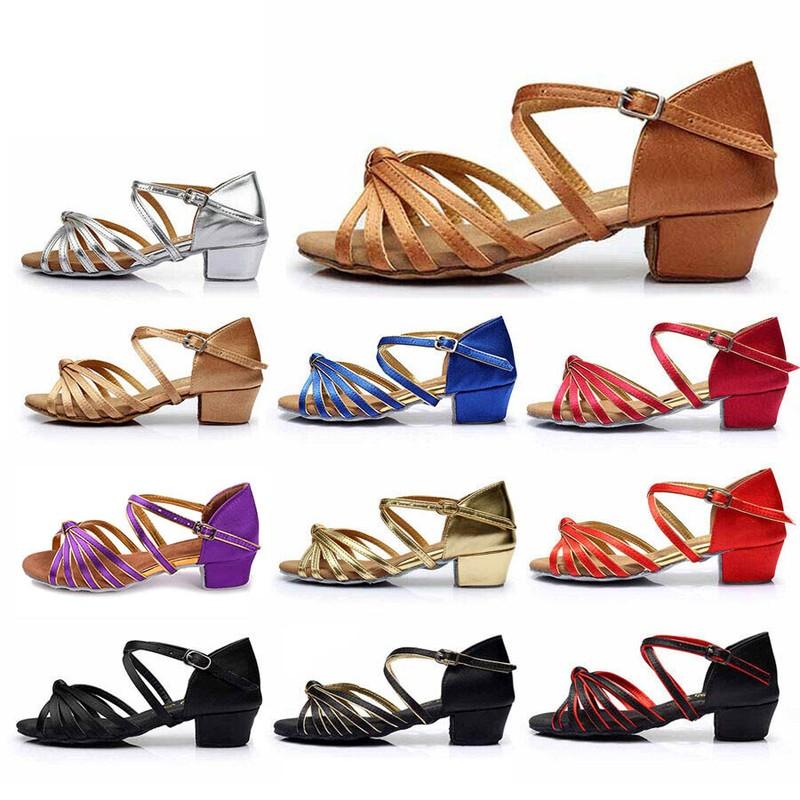 Women's Latin Dance Shoes Big Children Girls Ballroom Salsa Tango 3.5CM Heeled