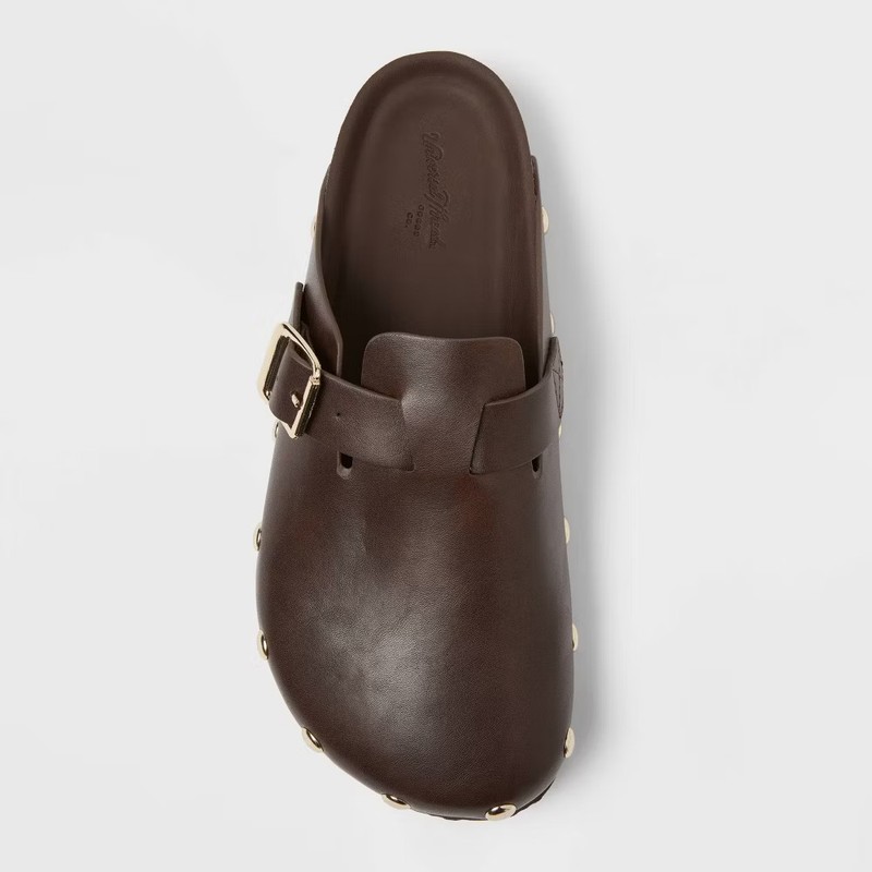 Women's Lee Clog Mule Flat - Universal Thread Brown 7: Slip-On Non-Marking