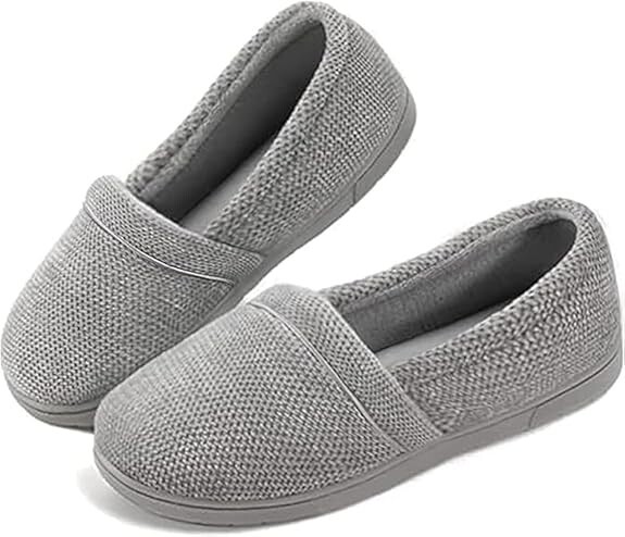 Women's Lightweight Chenille Soft Cozy House Slippers Gray Blue And Fuchsia