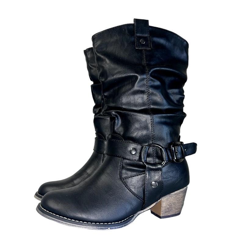 Women's mid-calf Martin boots wedge heel one-step autumn and winter style