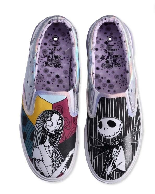Women's Nightmare Before Christmas Slip On Low Top Sneaker Shoes Jack & Sally