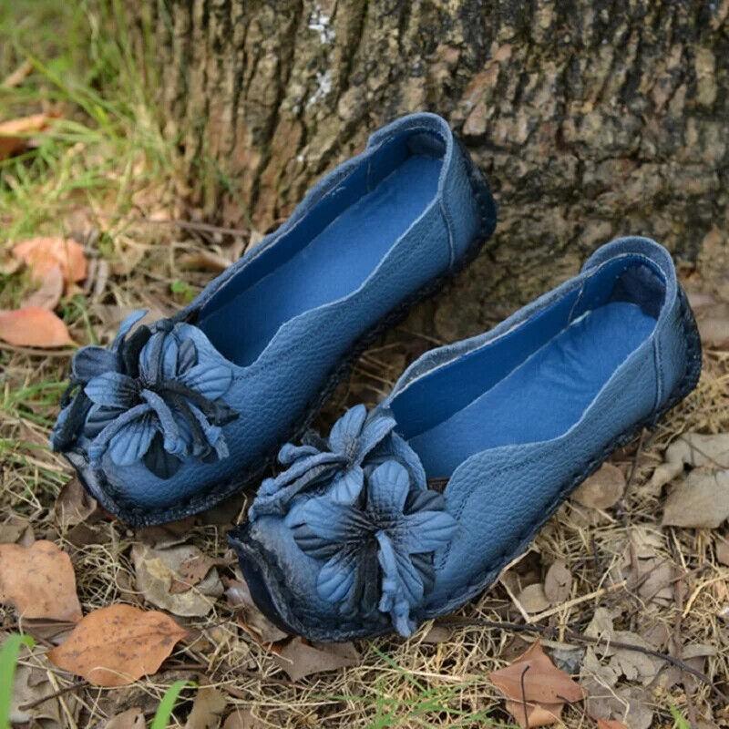 Women's Retro Floral Casual Shoes Slip On Flats Comfortable Loafers Footwear