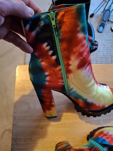 Women's Size 7 Fashion Rainbow Tye Dye Boots Salsa Dancing new