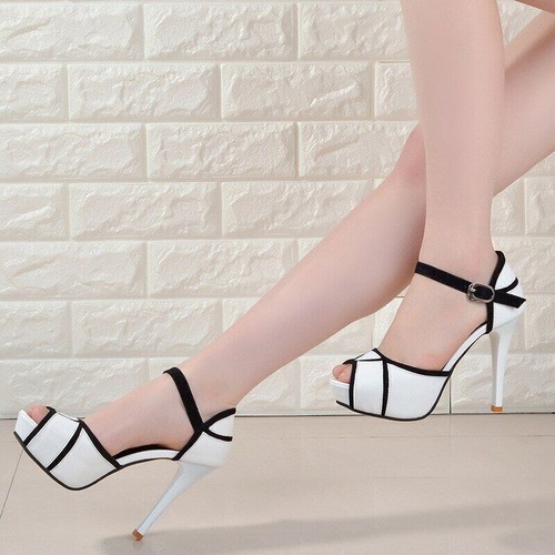 Women's Summer Peep Toe High Heels Buckle Strap Platform Pumps Sandals Stilettos