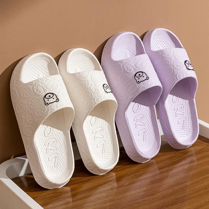 Women’s Summer Slippers Cute Bear Print Indoor Bathroom Anti-Slip Soft Shoes