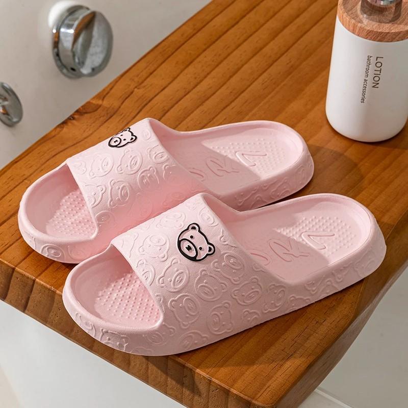 Women’s Summer Slippers Cute Bear Print Indoor Bathroom Anti-Slip Soft Shoes