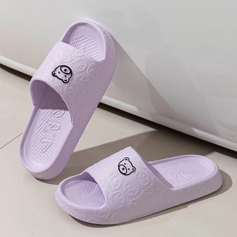 Women’s Summer Slippers Cute Bear Print Indoor Bathroom Anti-Slip Soft Shoes