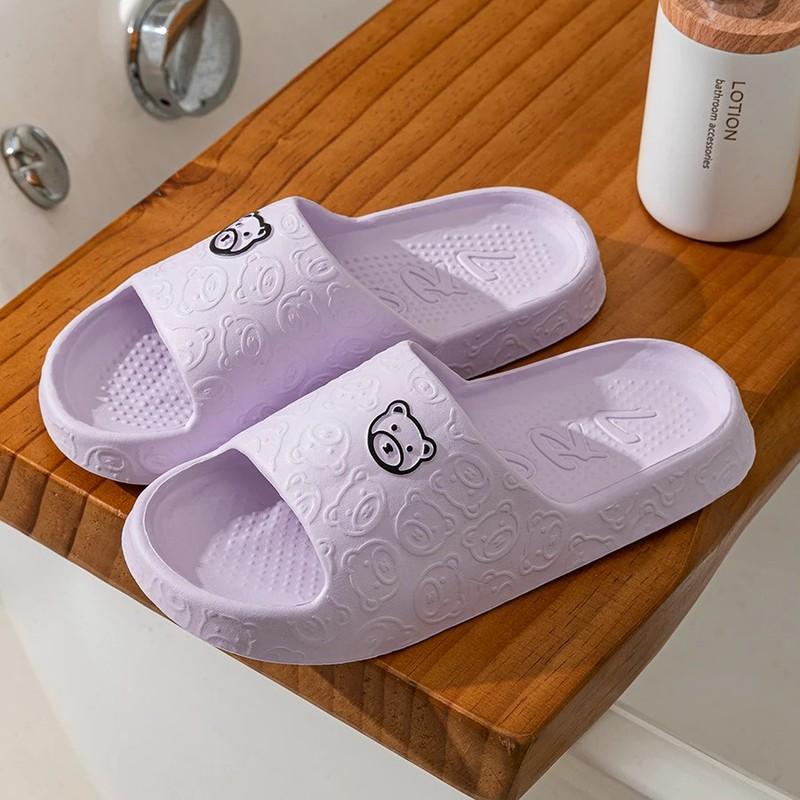 Women’s Summer Slippers Cute Bear Print Indoor Bathroom Anti-Slip Soft Shoes