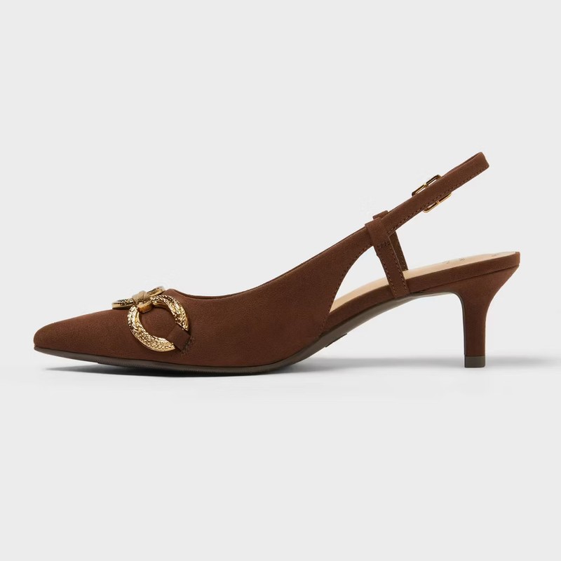 Women's Tabitha Oversized Chain Sling Back Heels With Memory Foam Insole