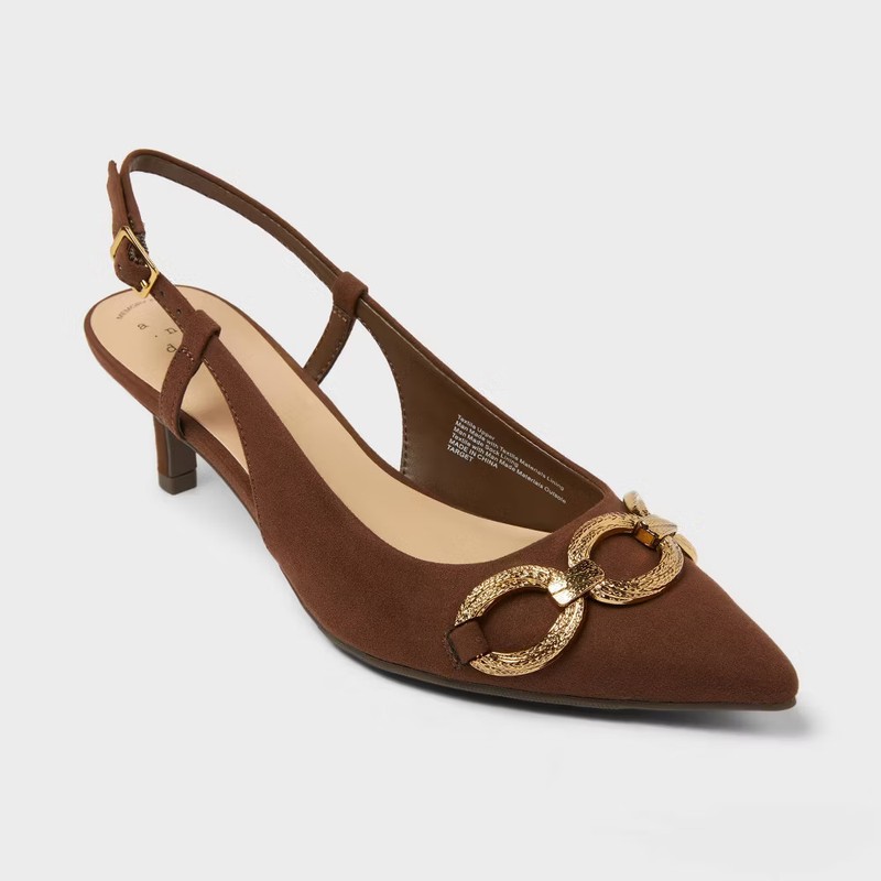 Women's Tabitha Oversized Chain Sling Back Heels with Memory Foam Insole