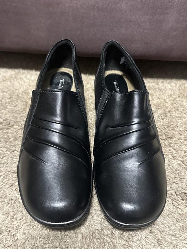 Women's Thom McAn Deidre Black Leather Slip On Clog Shoes Women’s Size 9W